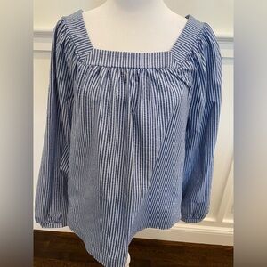 J Crew seersucker square neck top size S